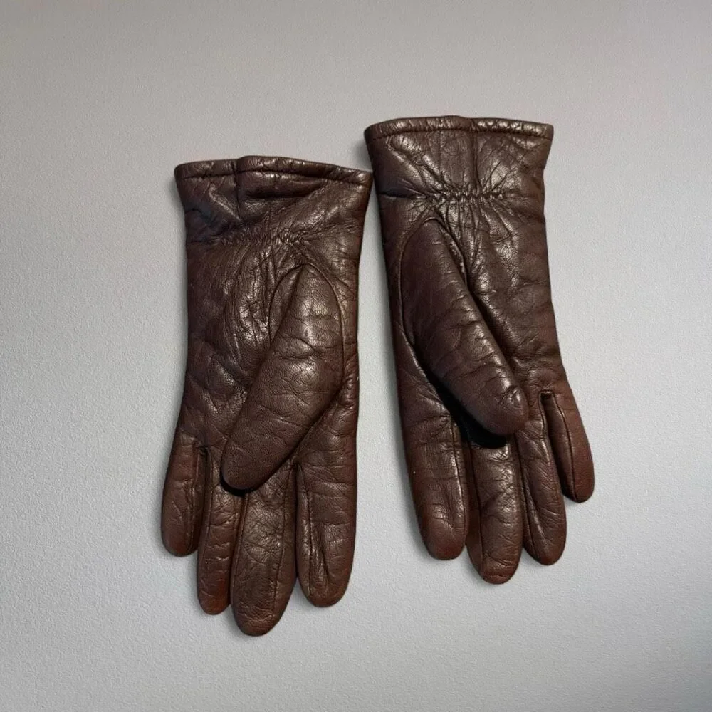 Vintage Brown Leather Gloves Small Driving Classic 6.5 Insulate